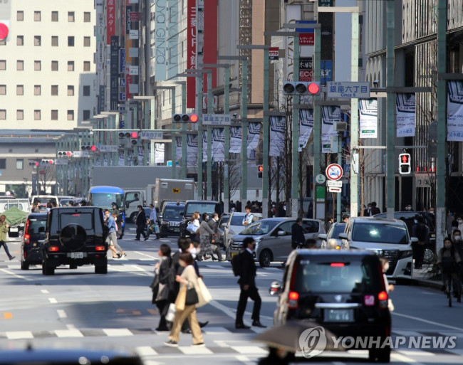 일본 수도 도쿄의 상업지구인 긴자 풍경